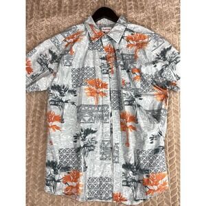 Haggar Short Sleeve Button Down Hawaiian Bowling 100% Cotton Shirt Men's‎ Large